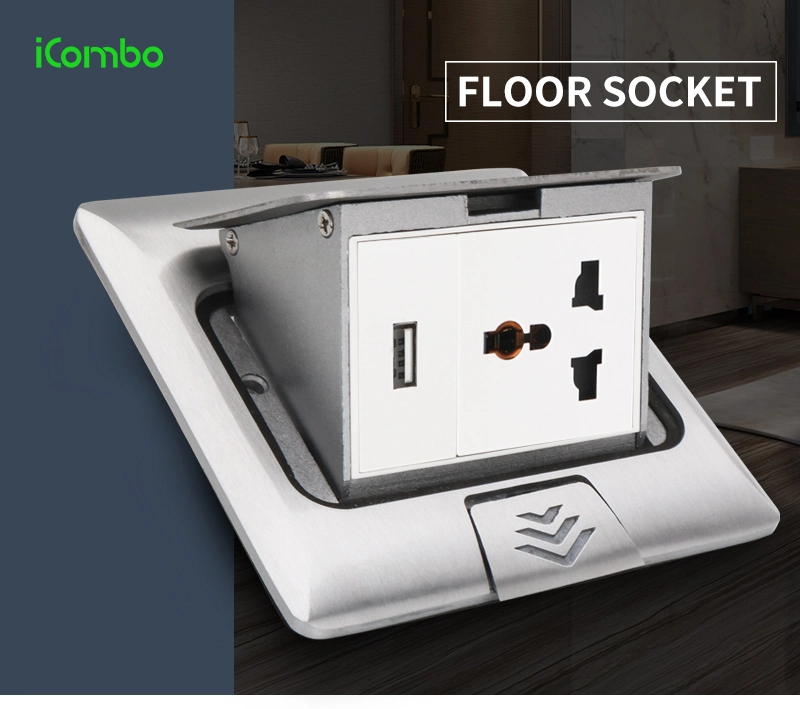 Slow Pop-up Floor Socket of Universal Power Outlet with USB Port