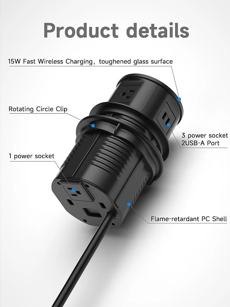 Bnt Conference Desk Pop up Outlet with Wireless Charge Pneumatic Lifting Socket Kitchen Pop up Sockets